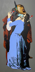 TvBoy Love in the time of Covid, 2020 Tecnica mista su tela, 200x100 cm Pop House Gallery