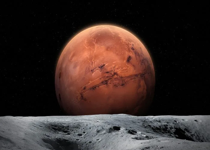 Marte, il Pianeta Rosso visto dalla Luna