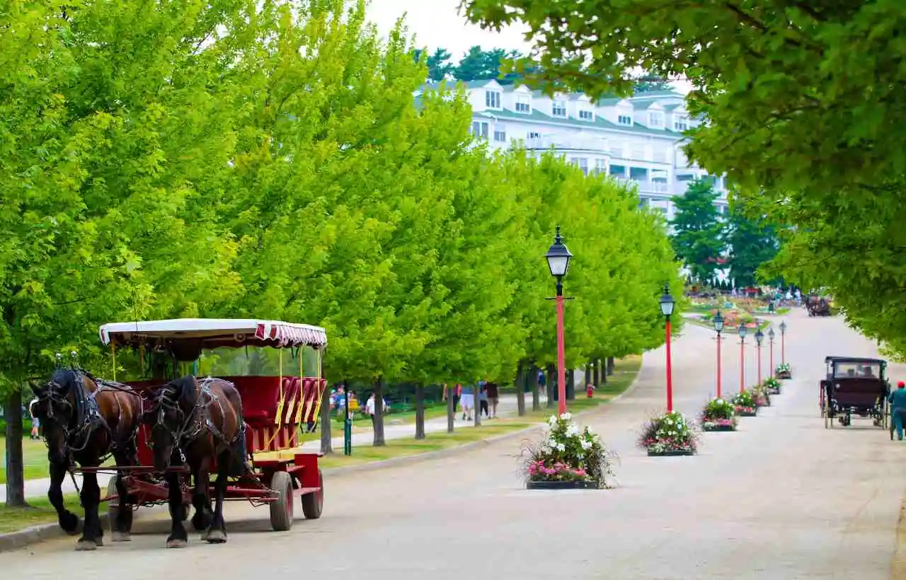 Mackinac Island, dove le auto sono vietate e la gente si muove a cavallo
