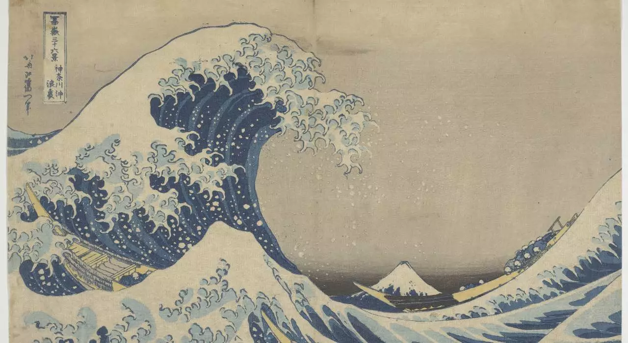 Katsushika Hokusai (1760-1849), La grande onda presso Kanagawa, fine 1831. Serie: "Trentasei vedute del Monte Fuji". Stampa xilografica a colori su carta, 25x37,3 cm. Museo Nazionale di Cracovia